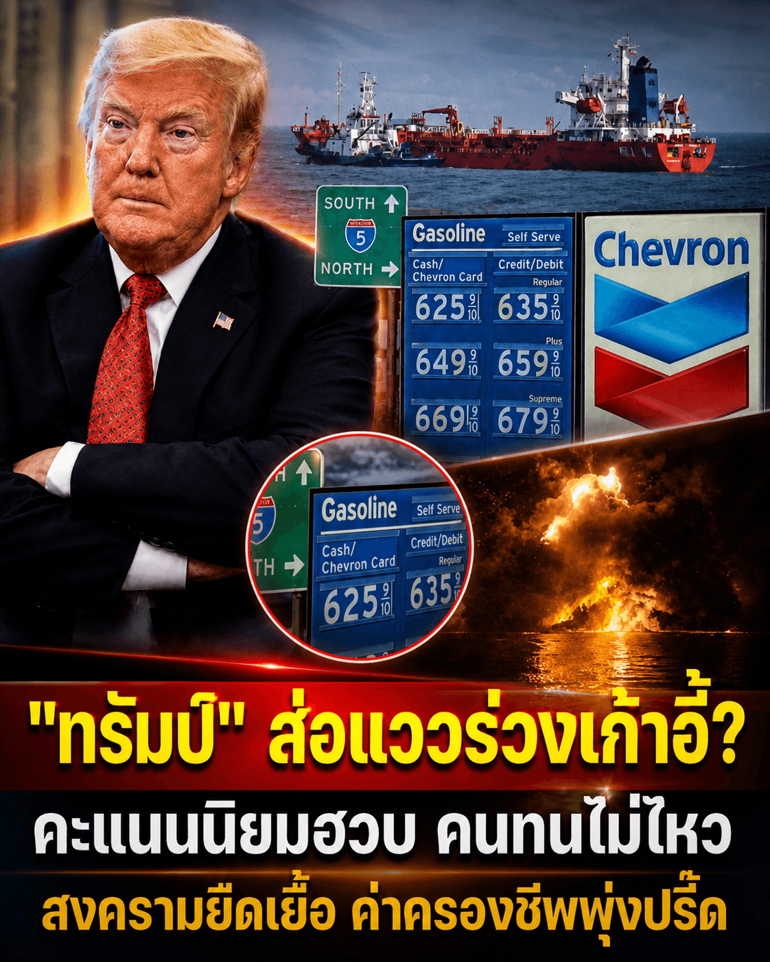 ทรัมป์อ่วม! สงครามยืดทำน้ำมันพุ่ง อเมริกันโวยกระเป๋าฉีก