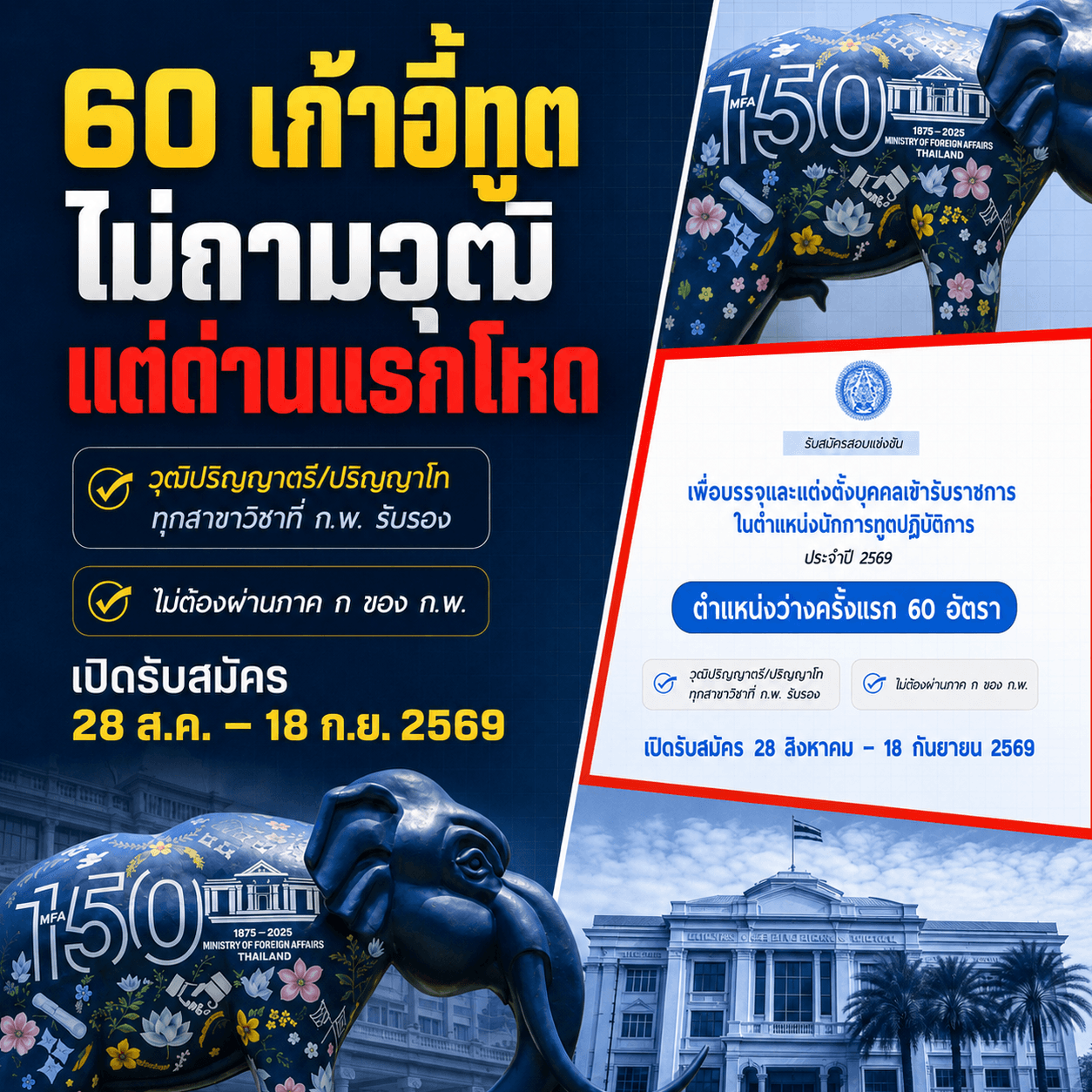 อึ้ง! สวนทางรัฐลดคน เปิด 60 เก้าอี้ทูต ไม่จำกัดวุฒิ