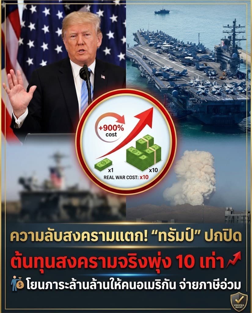 แฉ! ทรัมป์ซุกงบสงครามอิหร่าน ผลาญภาษีแสนล้านดอลลาร์