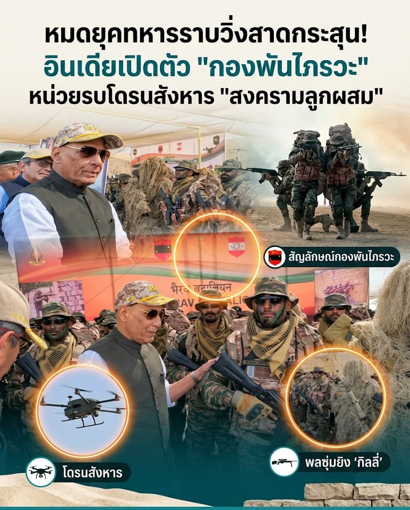 ผวาหนัก! อินเดียโชว์ กองพันไภรวะ ทัพไซไฟเขย่าสงคราม