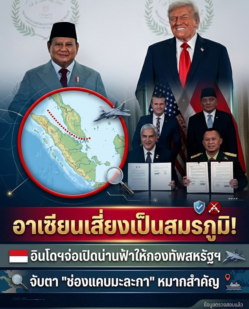 ผวาศึก! อินโดฯดีลลับสหรัฐ เปิดน่านฟ้าคุมช่องแคบมะละกา
