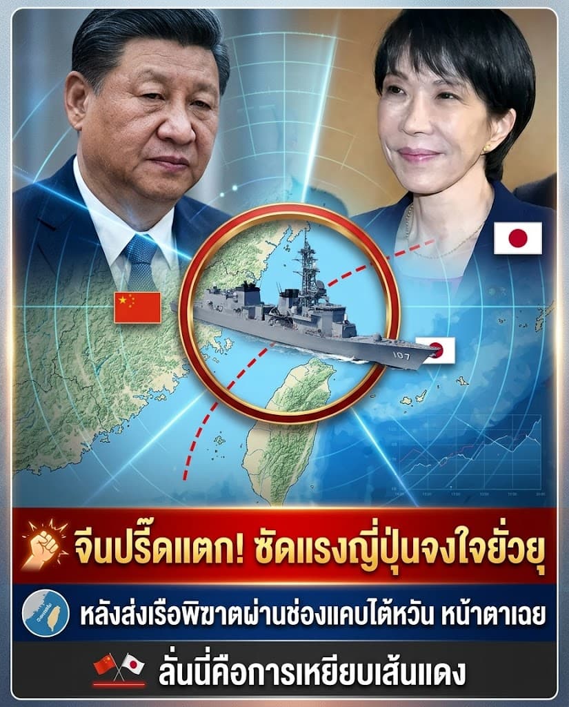 เดือด! เรือรบญี่ปุ่นฝ่าช่องแคบไต้หวัน จีนซัดเหยียบเส้นแดง