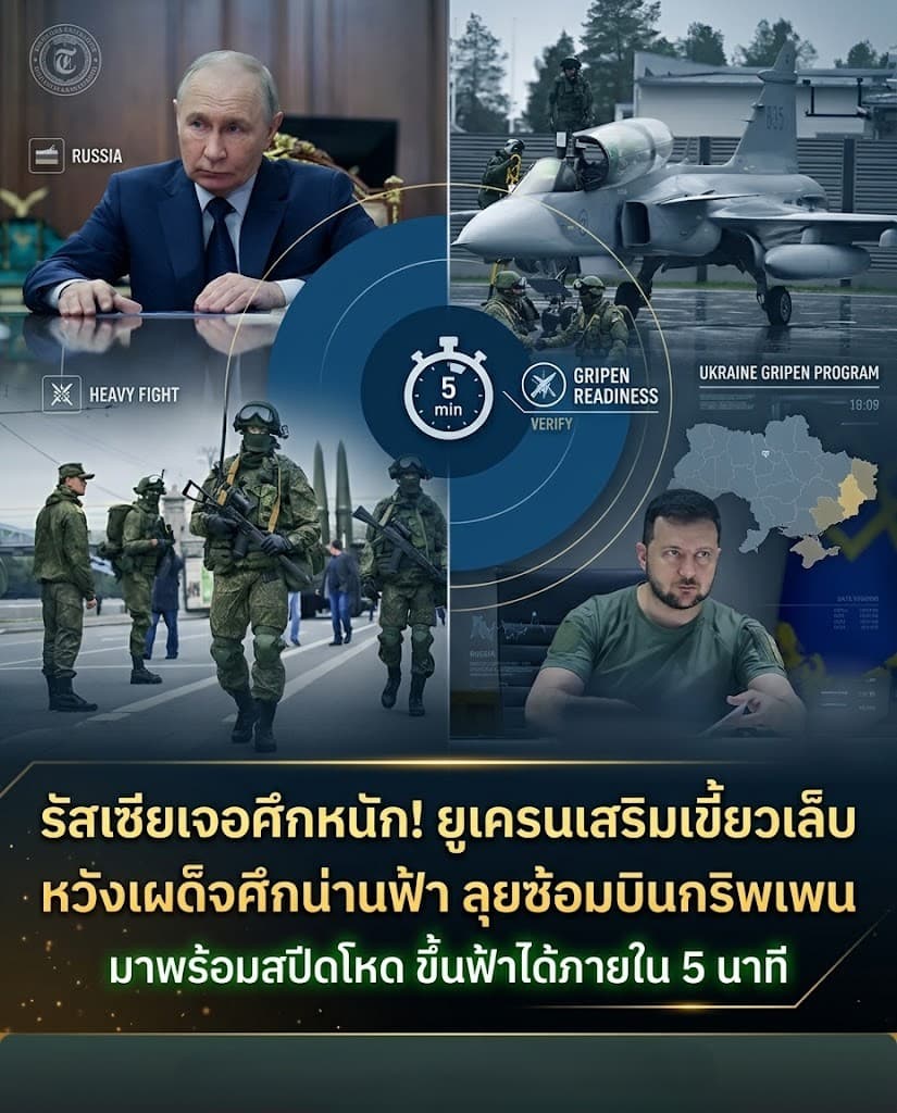 ฝันร้ายรัสเซีย! ยูเครนจ่อรับกริพเพน 150 ลำพลิกเกมรบ