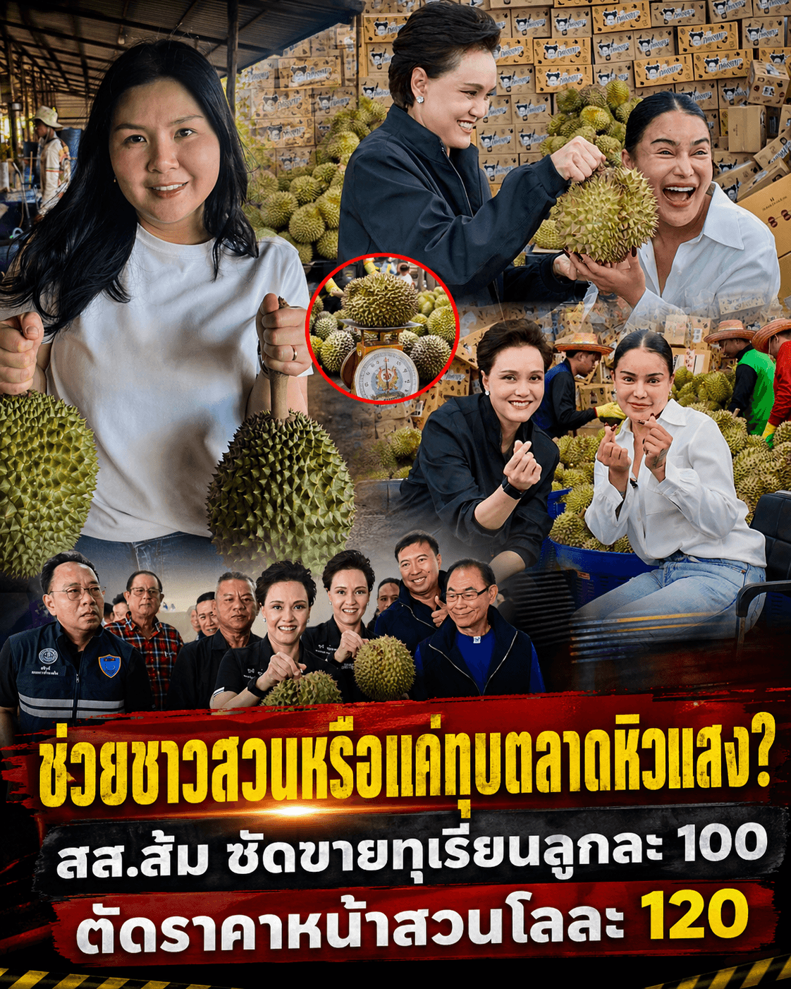 ช็อก! ศุภจี-พิมรี่พาย ไลฟ์ทุเรียน 100 บ. ทุบราคาชาวสวน?