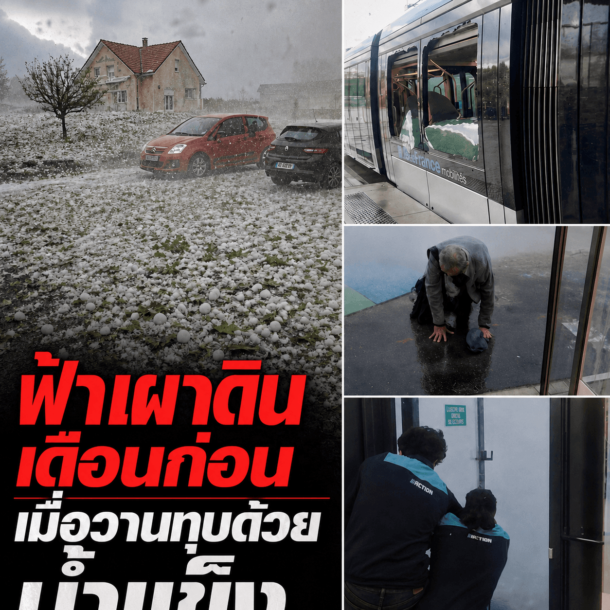 หนีตายระทึก! ซูเปอร์เซลล์ถล่มยุโรป ลูกเห็บยักษ์ซัดรถพัง