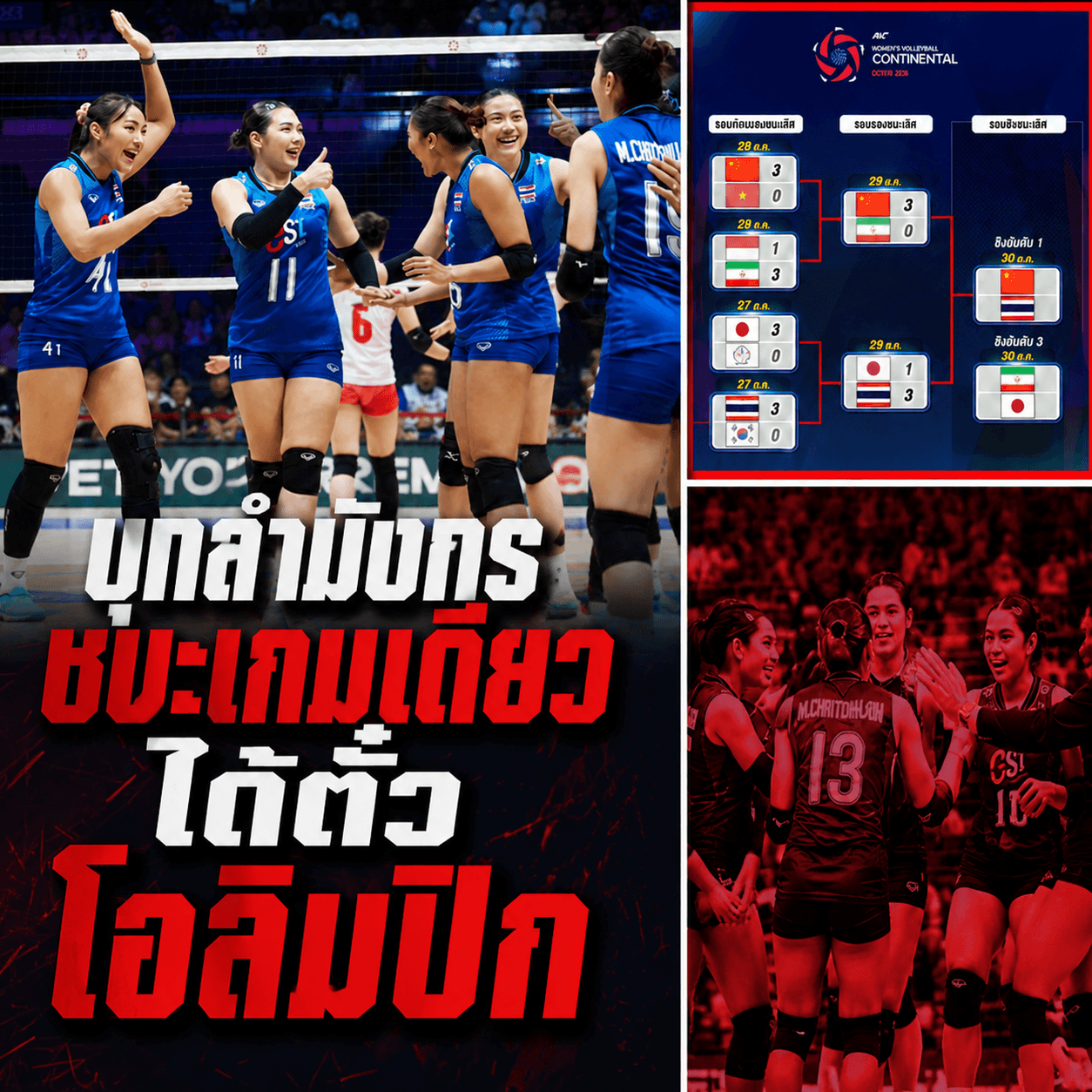 ไทยชนจีน! เดิมพันตั๋วโอลิมปิก แมตช์นี้ห้ามพลาด