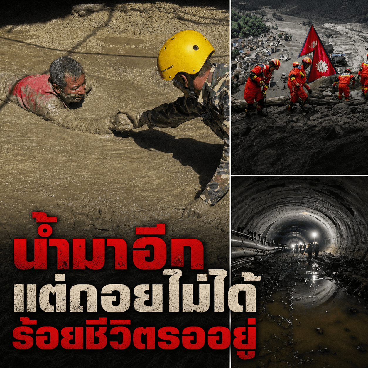 บีบหัวใจ! เนปาลยื้อช่วย 100 ชีวิตติดอุโมงค์ แม้น้ำจ่อทะลัก