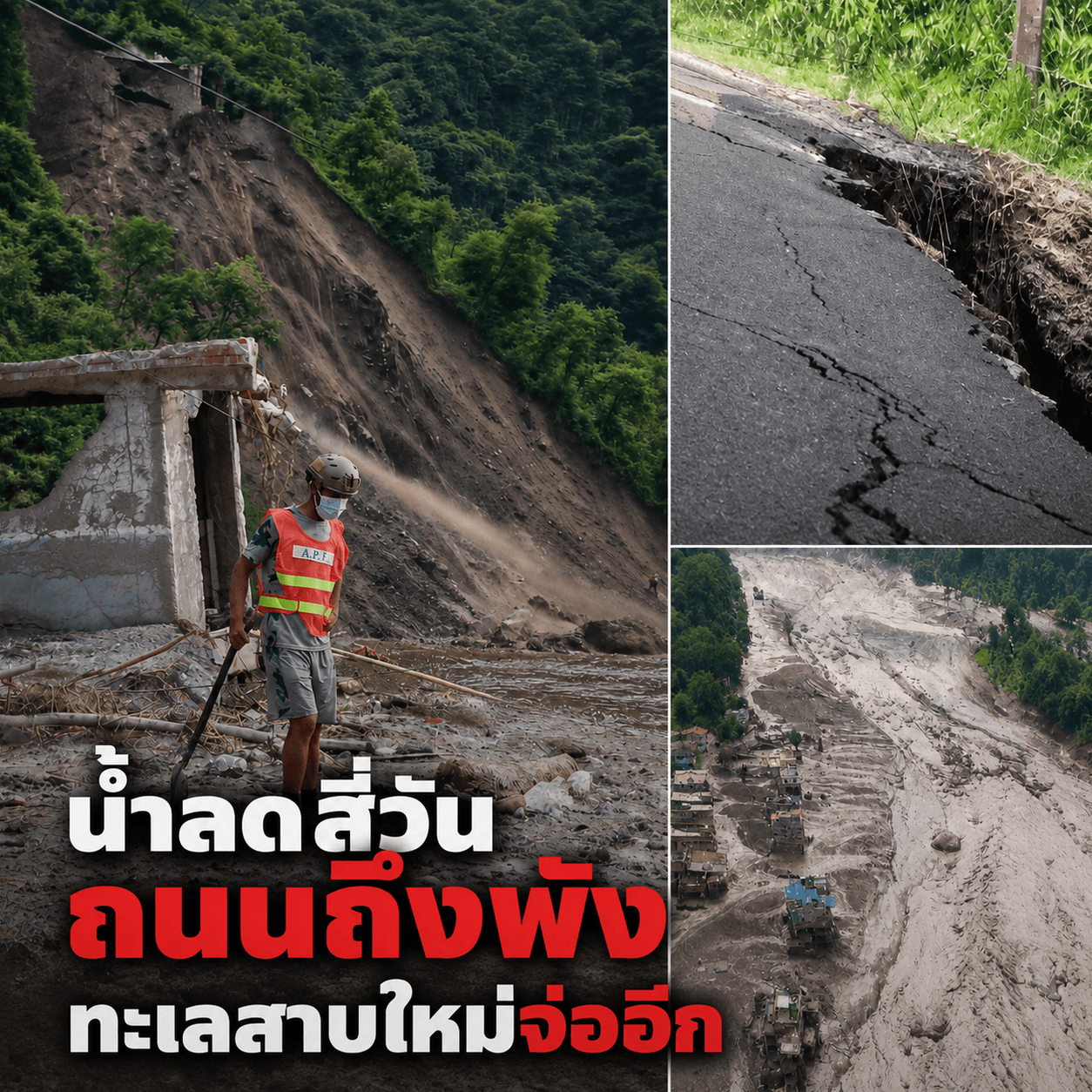 ช็อกโลก! ระเบิดเวลาธารน้ำแข็งเนปาลแตก ถนนหายวับ