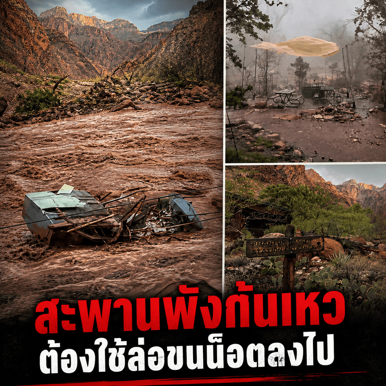 ด่วน! น้ำป่าถล่มแกรนด์แคนยอนพังยับ สะพานขาด ซ่อมหืดจับ