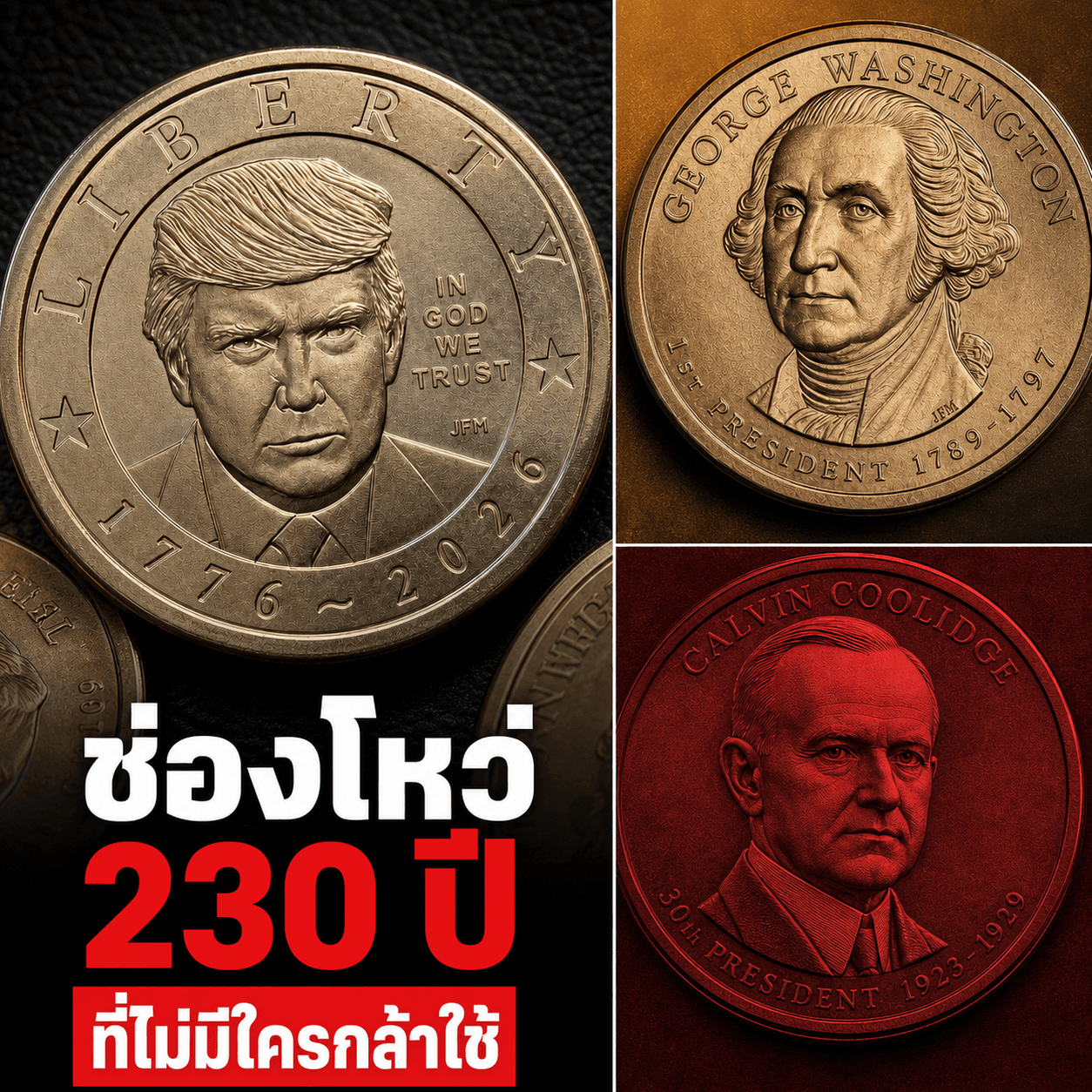 สิ้นสุดมารยาท 230 ปี! เหรียญทรัมป์ 1 ดอลลาร์โผล่ใช้จริง