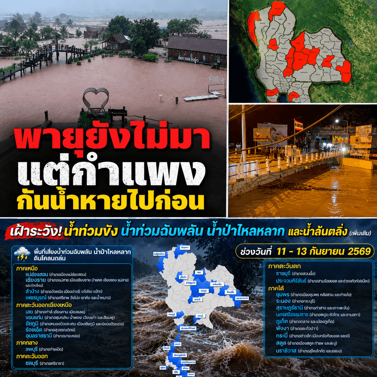 ด่วน! น้ำทะลักแม่สาย พายุจ่อถล่มซ้ำ ช็อกคนแอบรื้อแนวกั้น