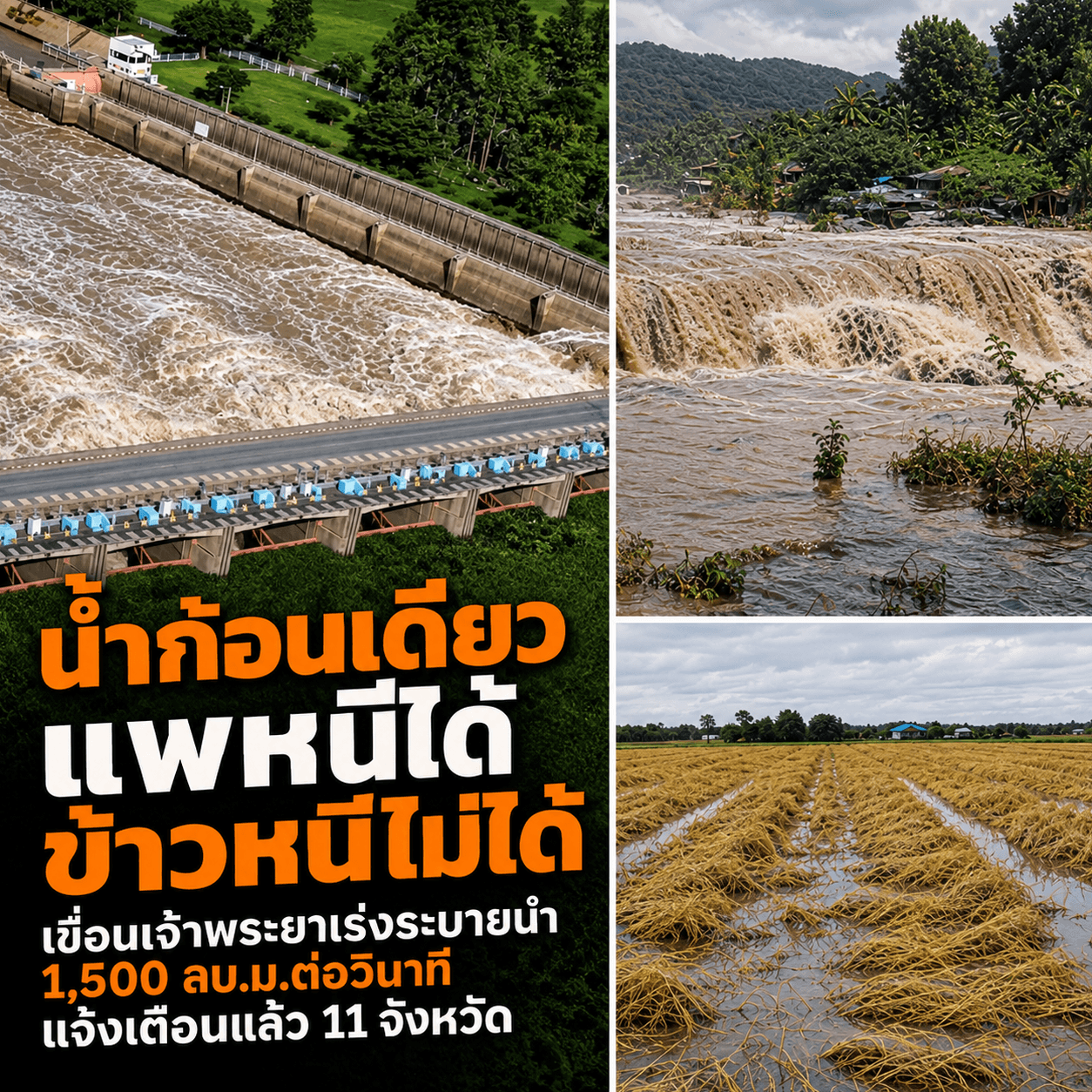 สุดช้ำ! ฝายแตกอุทัยฯ ข้าวพังยับ เทียบแพพิษณุโลกรอดเฉย